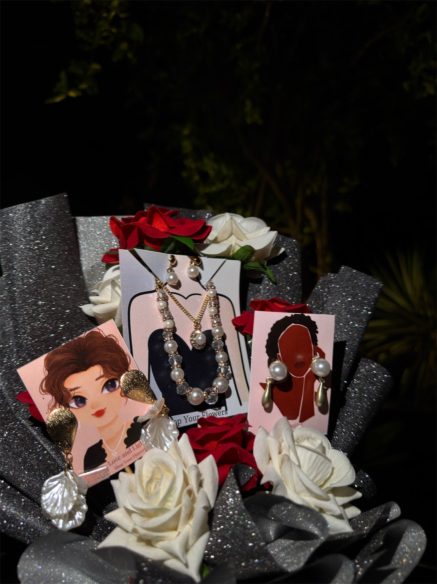 Midnight Luxe – A Glamorous Jewelry Bouquet