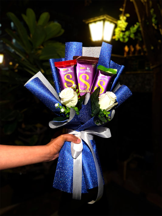 Blue Lush Delight Chocolate Bouquet - Dairy Milk Silk Edition