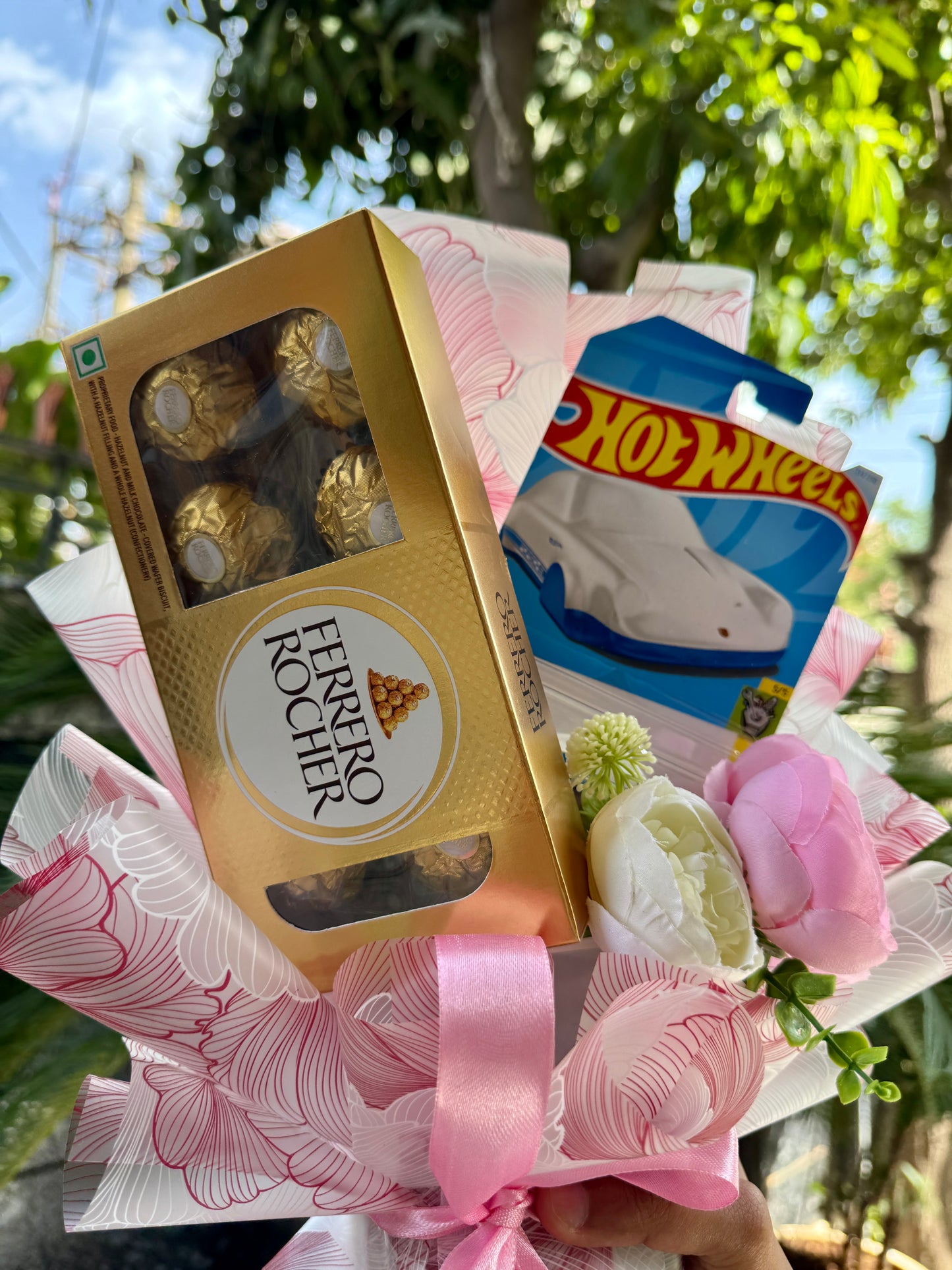 The Hot Wheels Bouquet - Porsche, Peonies and Ferrero Rocher