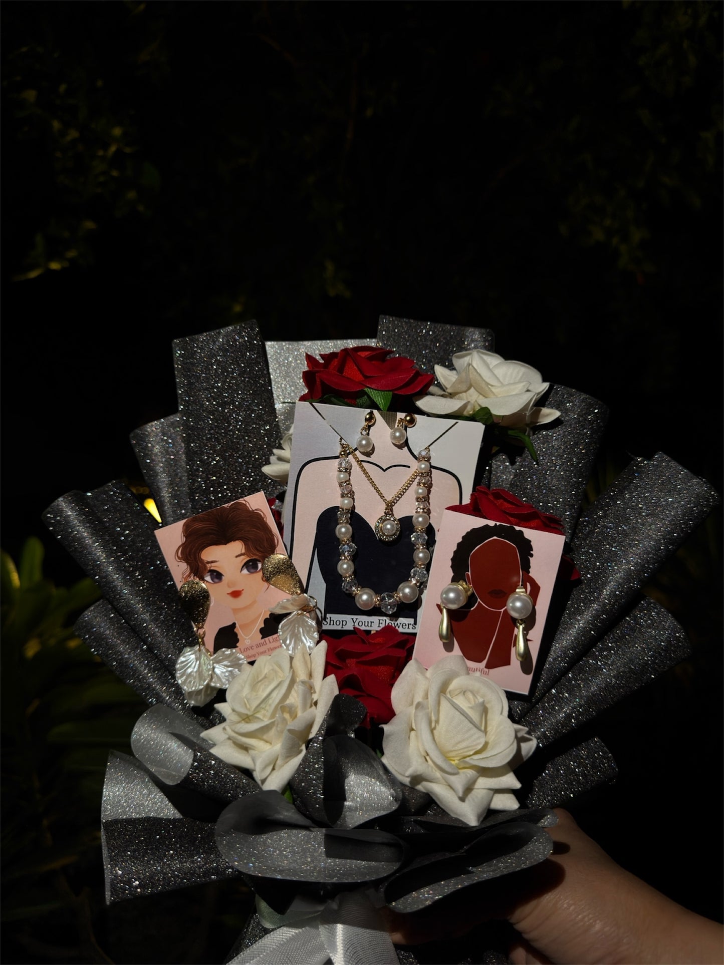 Midnight Luxe – A Glamorous Jewelry Bouquet