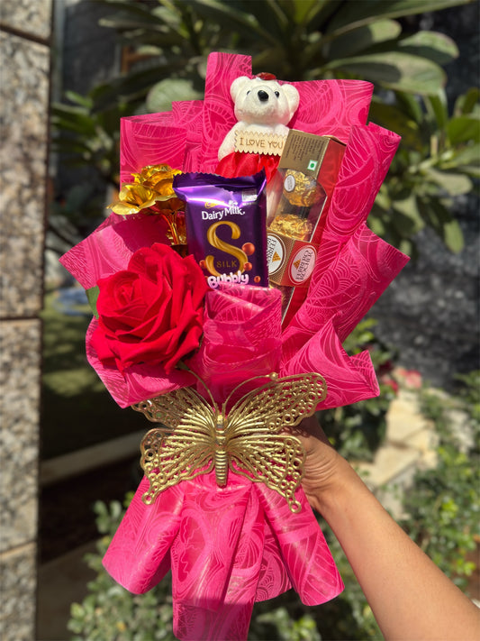 Embroidered Romance Chocolate Bouquet - A Ferrero Rocher segment