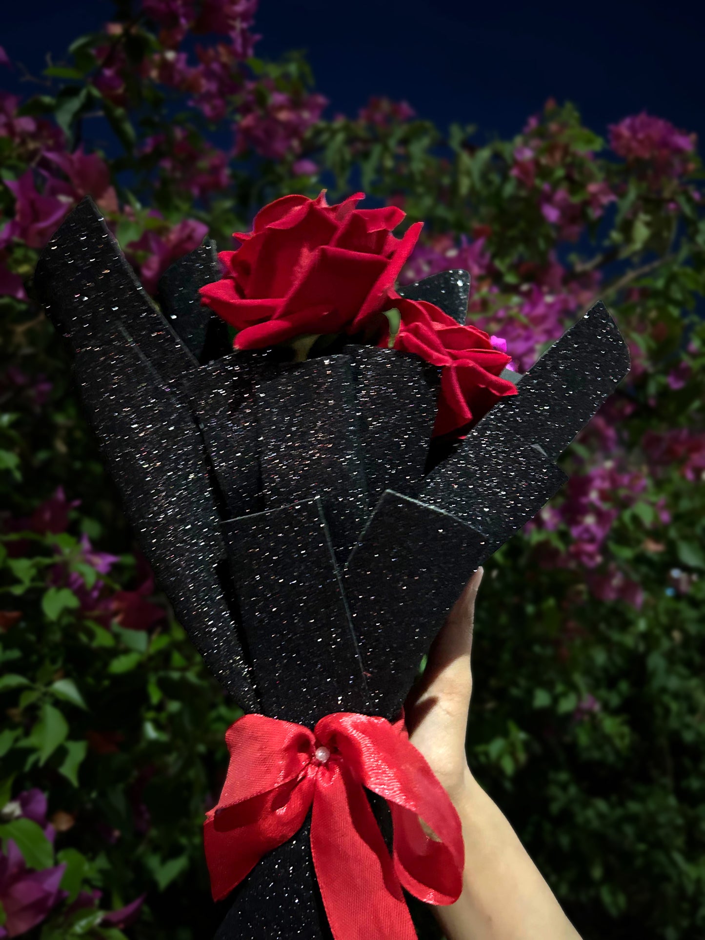 Red Rose Glitter Bouquet
