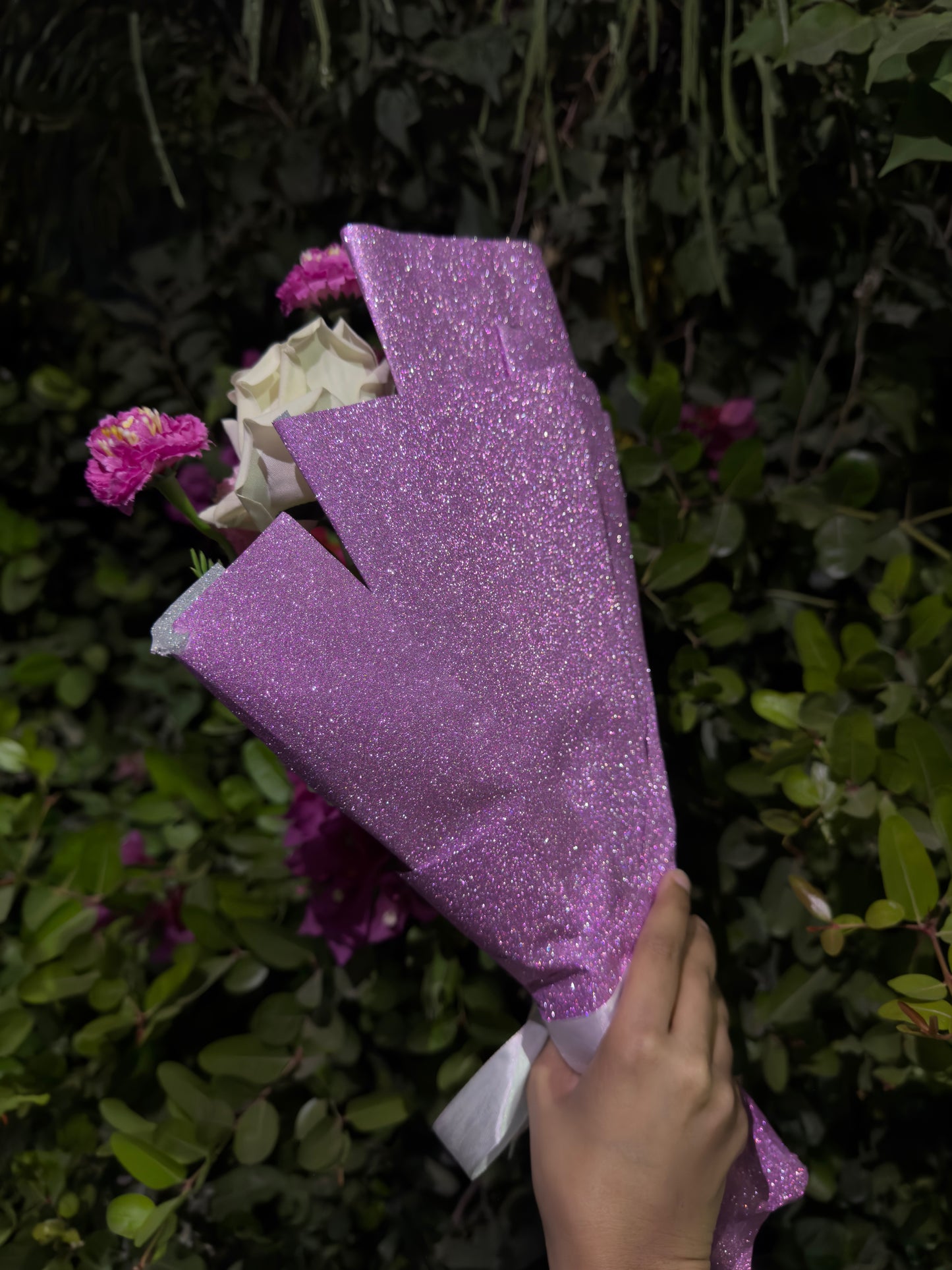 Pink White Flower Glitter Bouquet