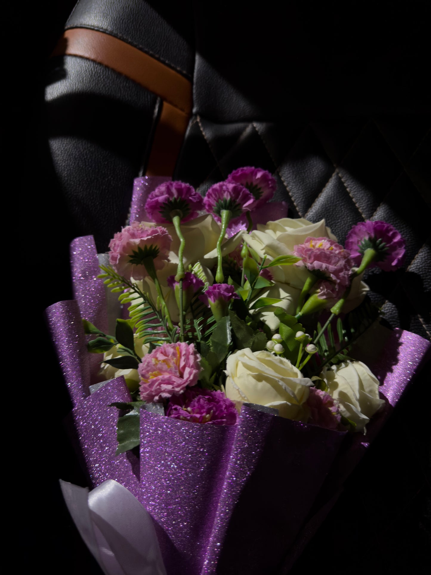 Pink White Flower Glitter Bouquet