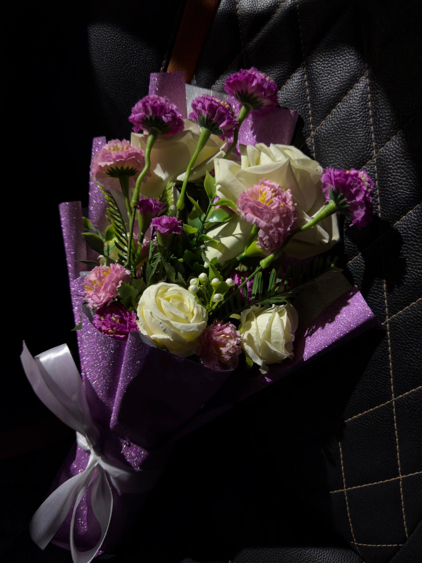 Pink White Flower Glitter Bouquet