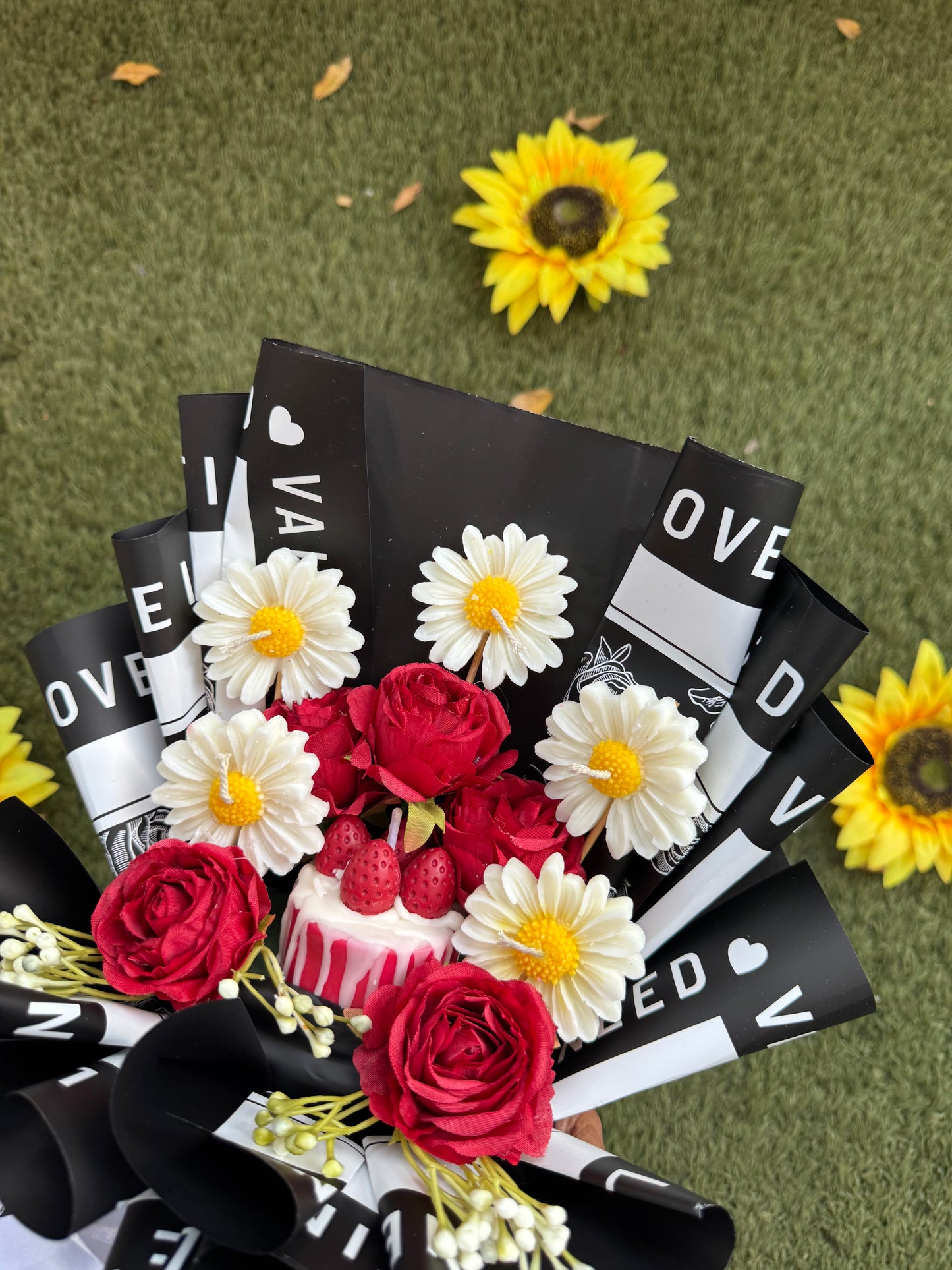 Luxury Rose and Candle Bouquet – A Glow of Love