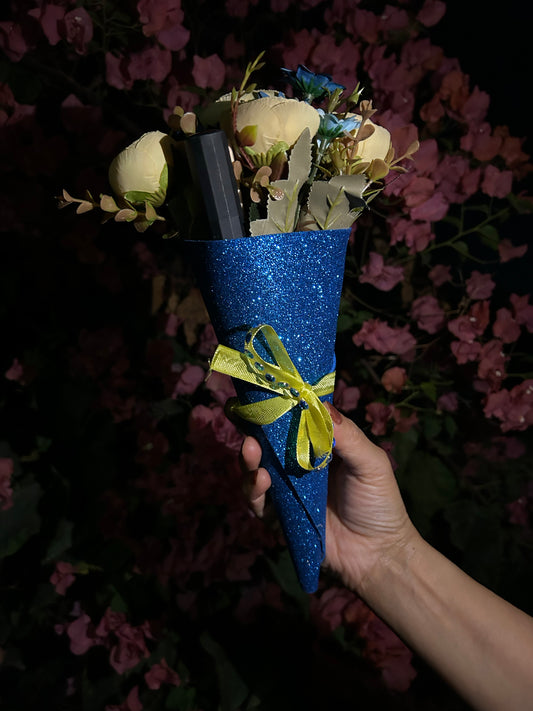 Yellow Blue Glitter Bouquet