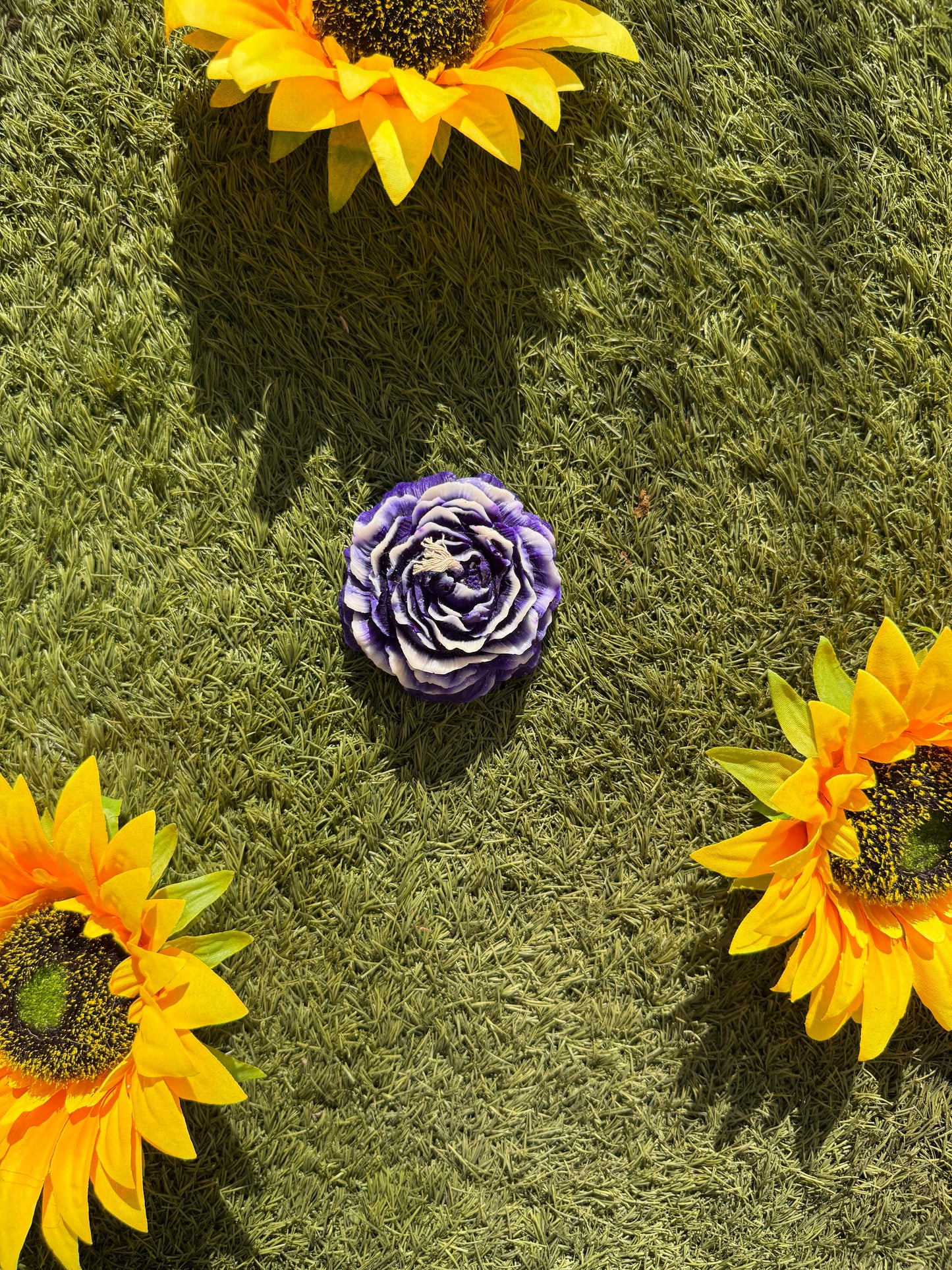 Marbled Purple and White Floral Candle