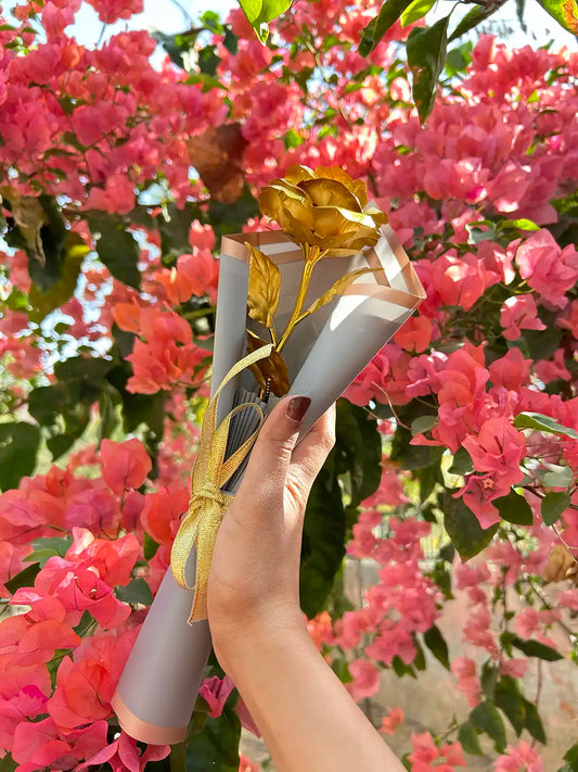 Golden Metal Single Flower Bouquet