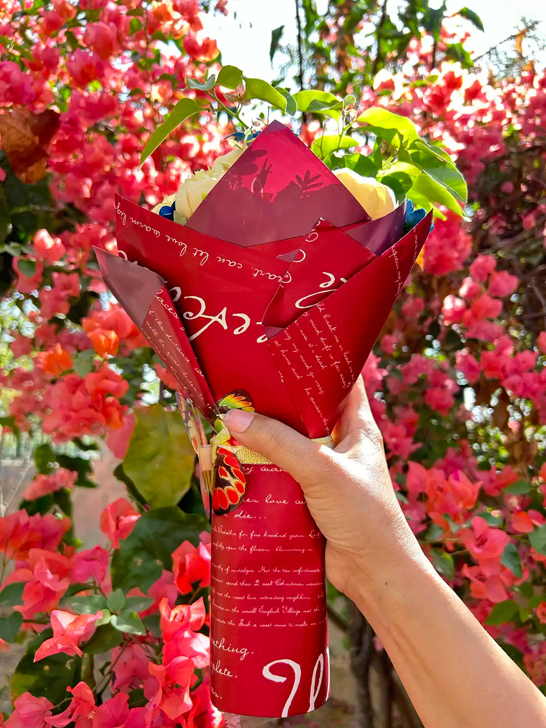 Yellow Blue Summer Flower Bouquet