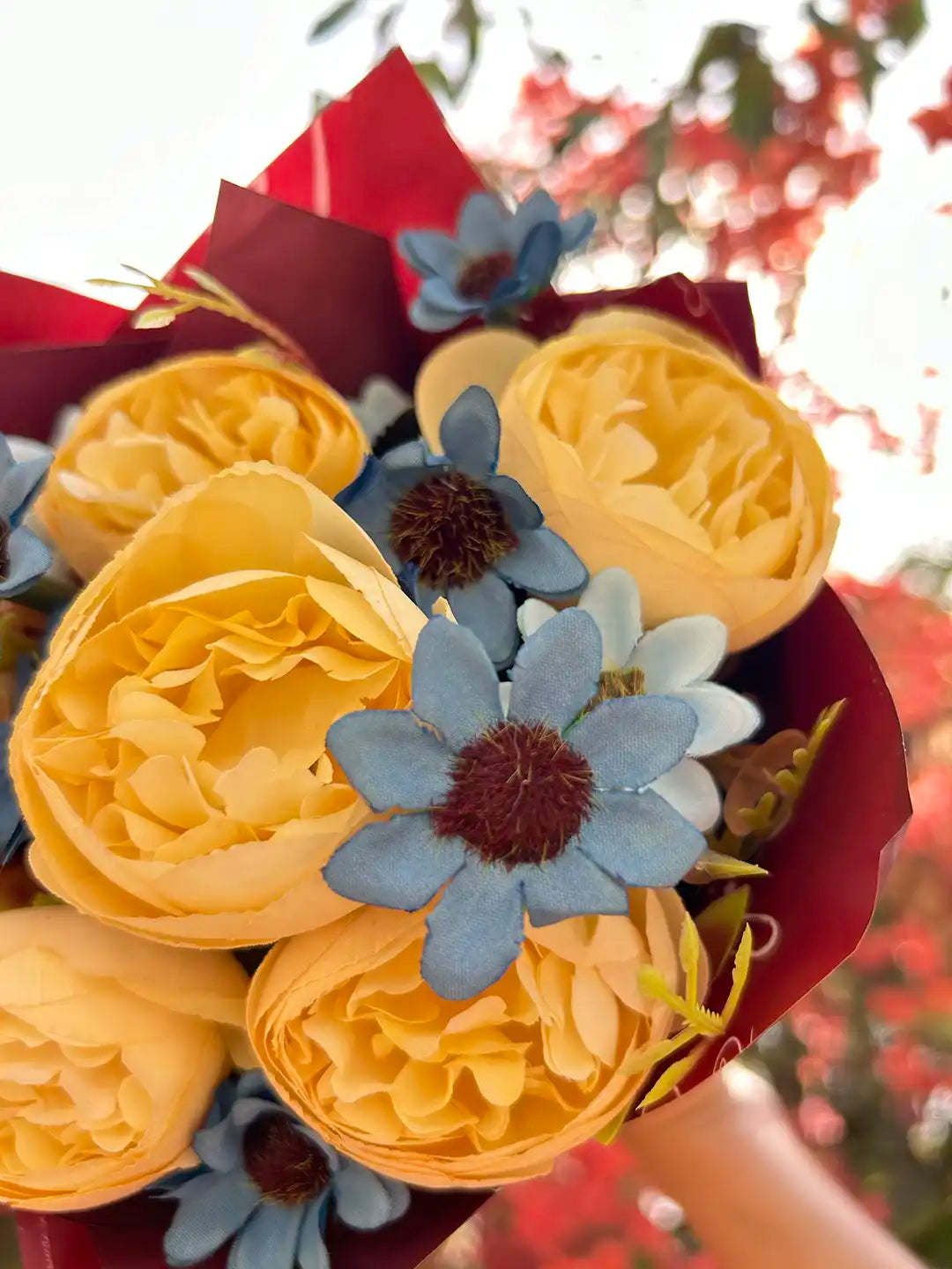 Yellow Blue Summer Flower Bouquet