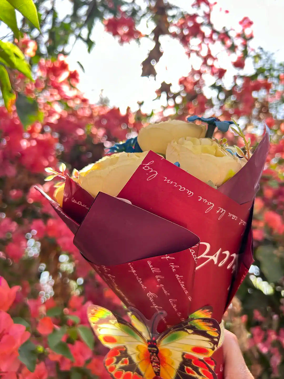 Yellow Blue Summer Flower Bouquet