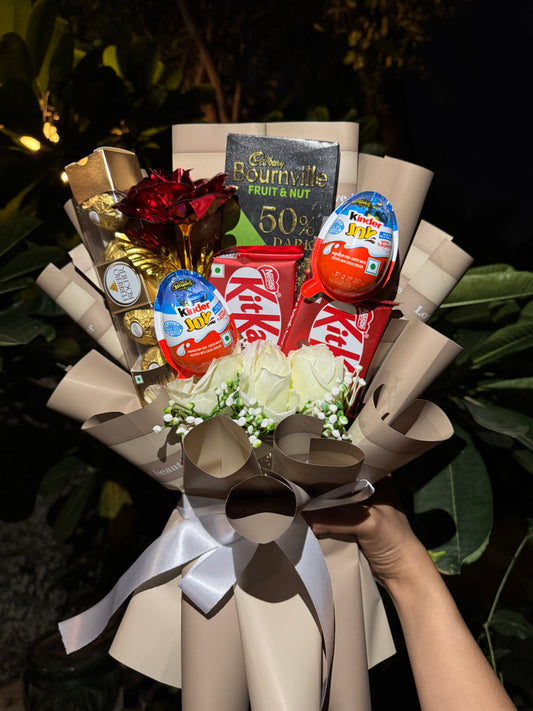 Decadent Choco Bloom Bouquet  – Ferrero Rocher, KitKat & Kinder Joy