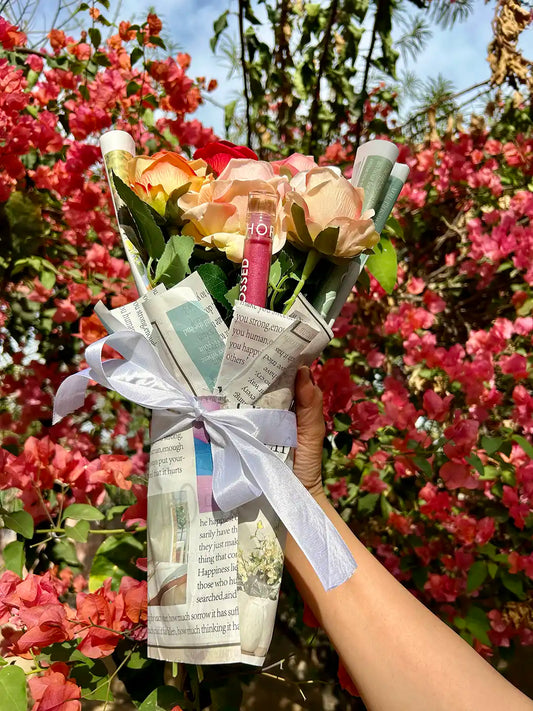 Newspaper Multi Color Rose Flower Bouquet