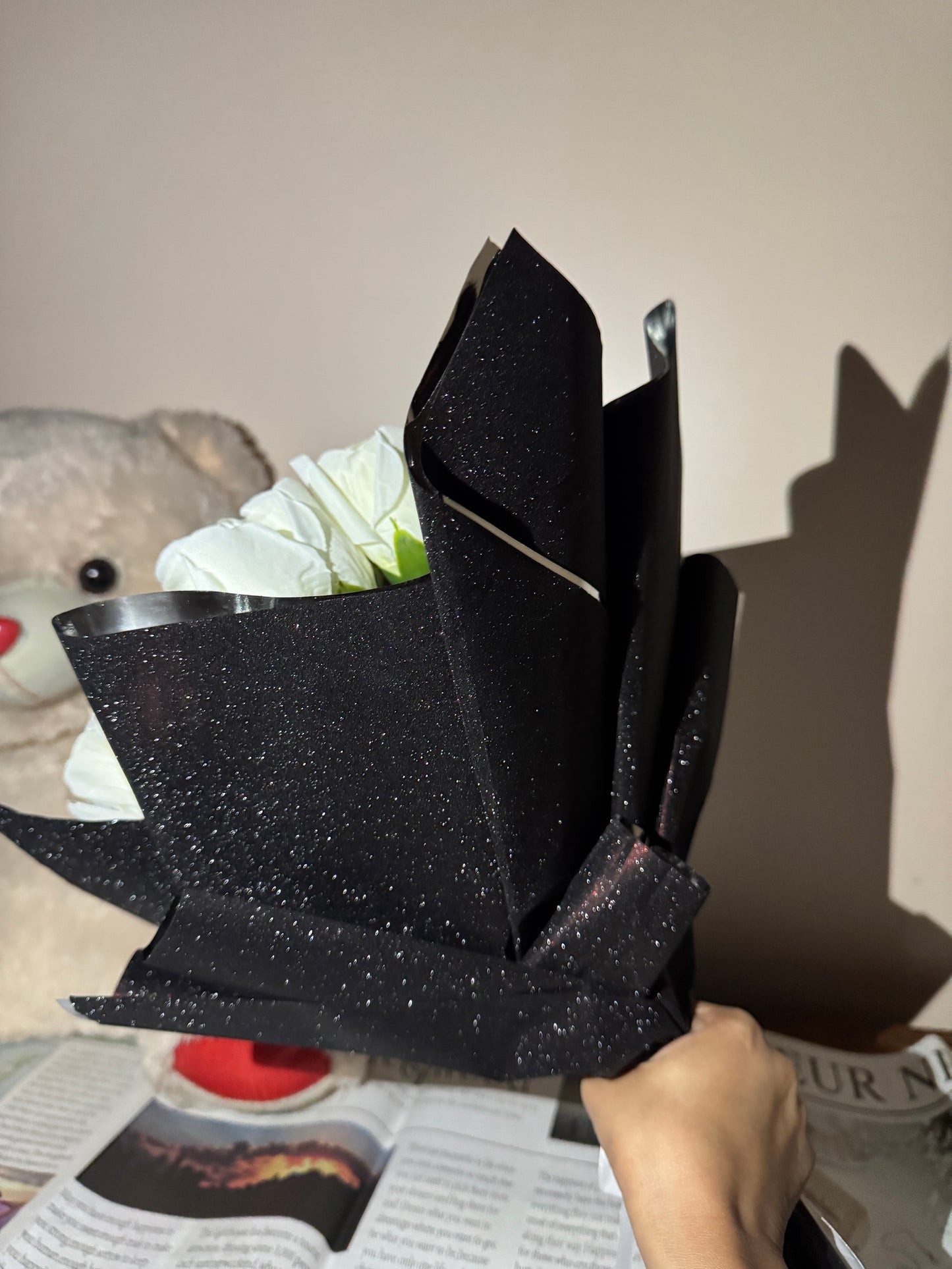 White Rose Glitter Bouquet