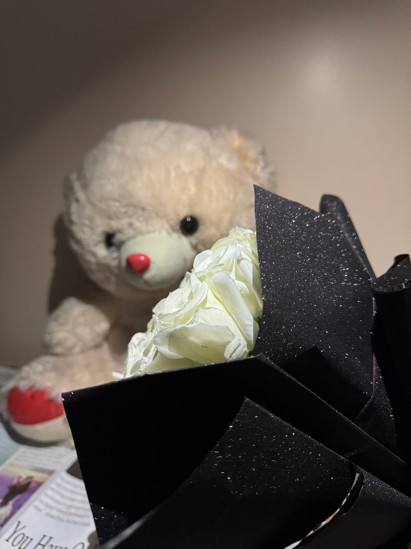 White Rose Glitter Bouquet