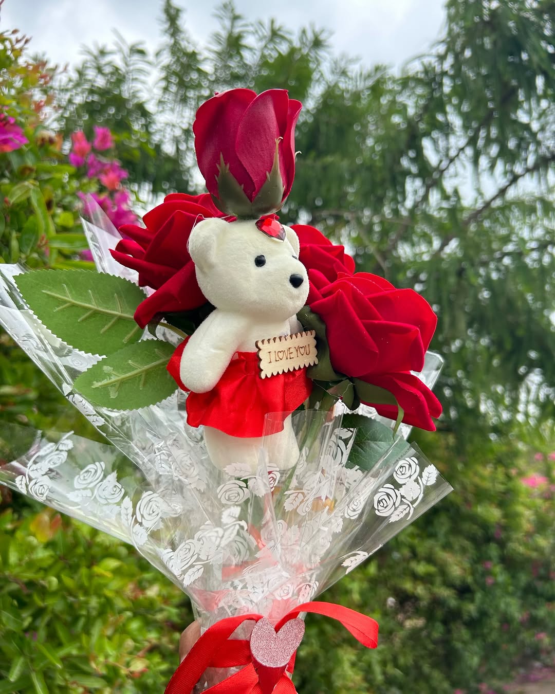 Red Rose Teddy Lipstick Bouquet