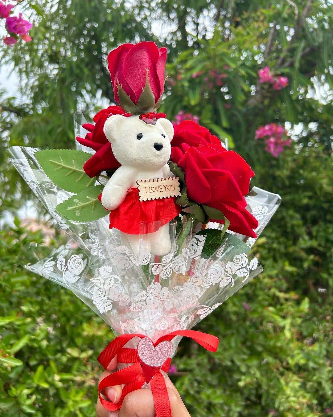 Red Rose Teddy Lipstick Bouquet