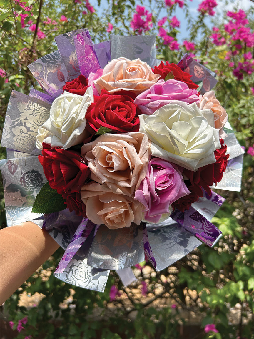 Multicolour Rose Glitter Bouquet
