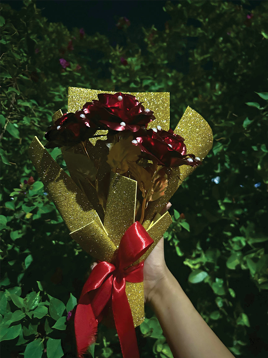 Metallic Rose Pearl Glitter Bouquet