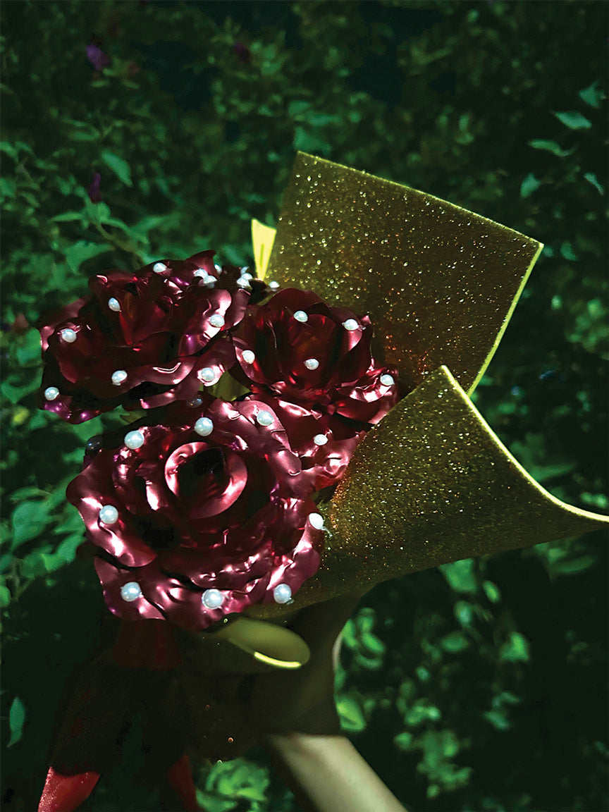 Metallic Rose Pearl Glitter Bouquet