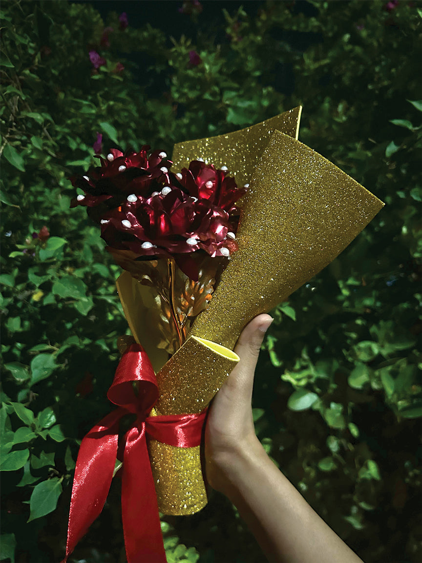 Metallic Rose Pearl Glitter Bouquet