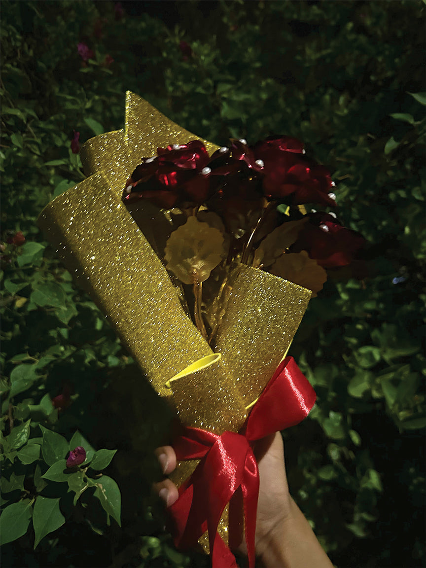 Metallic Rose Pearl Glitter Bouquet