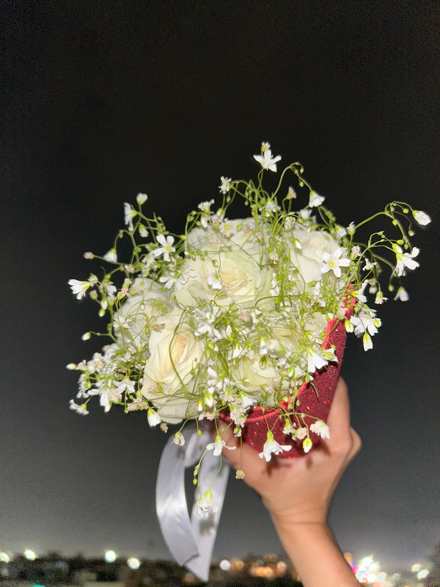 White Rose Glitter Bouquet