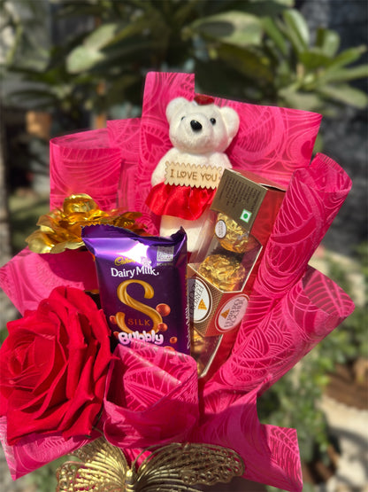 Embroidered Romance Chocolate Bouquet - A Ferrero Rocher segment