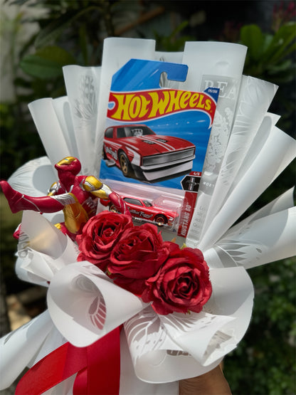 Hot Wheels Bouquet – Iron Man x Mustang Red Rose Edition