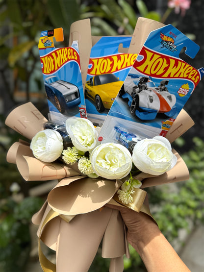 The Hot Wheels Bouquet – Peonies & Brown Nude Elegance