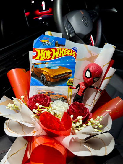 Spiderman Hot Wheels Bouquet – Crafted for your inner Spidey fan