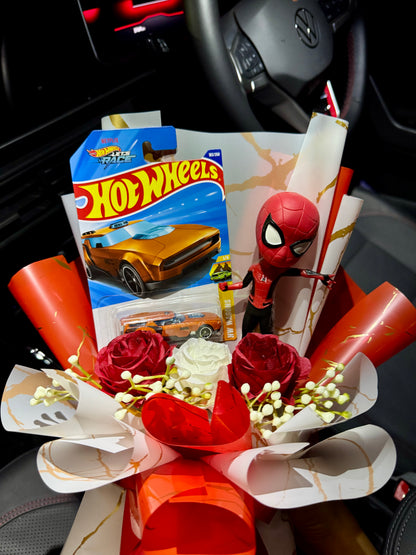 Spiderman Hot Wheels Bouquet – Crafted for your inner Spidey fan