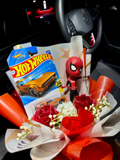 Spiderman Hot Wheels Bouquet – Crafted for your inner Spidey fan