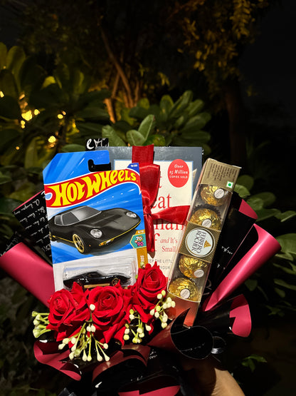 Premium Hot Wheels Chocolate Bouquet with Book – A Gift That Speaks Class & Creativity