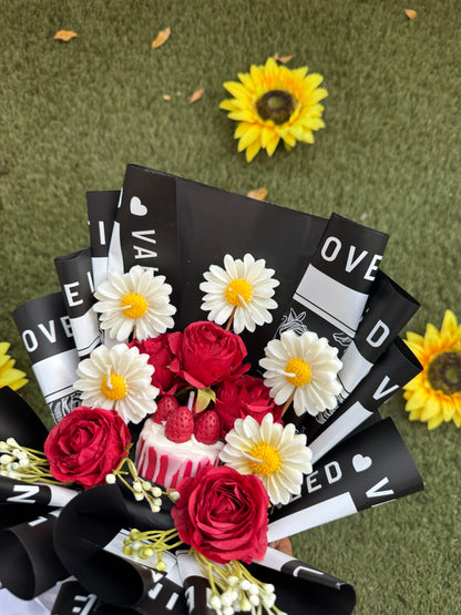 Luxury Rose and Candle Bouquet – A Glow of Love