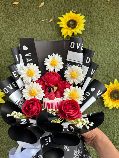 Luxury Rose and Candle Bouquet – A Glow of Love