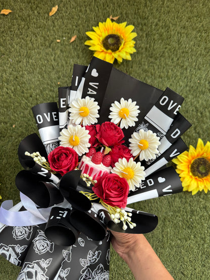 Luxury Rose and Candle Bouquet – A Glow of Love