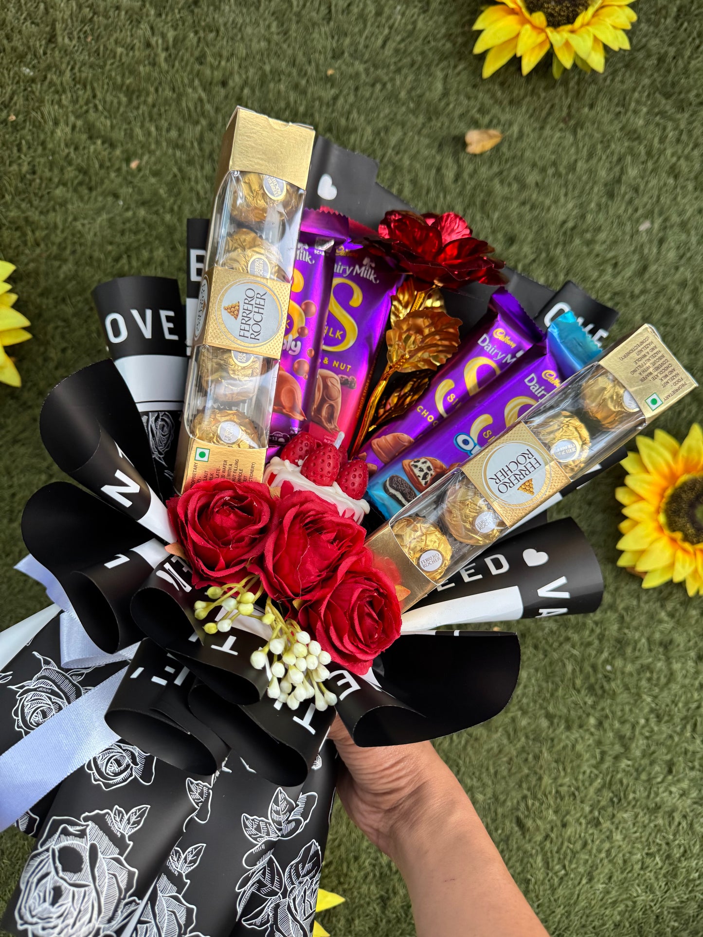 Rose & Chocolate Candle Bouquet – Sweetness Wrapped with Love