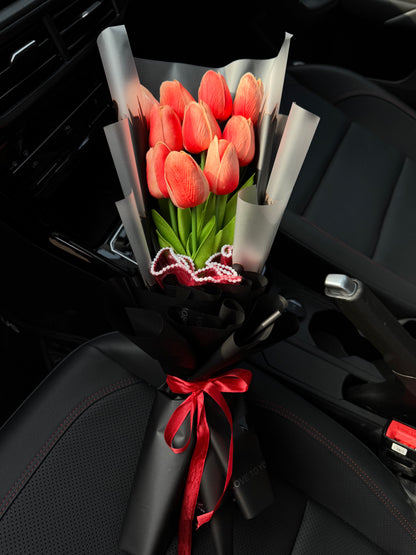 Coral Tulip Bouquet – Elegance in Every Bloom