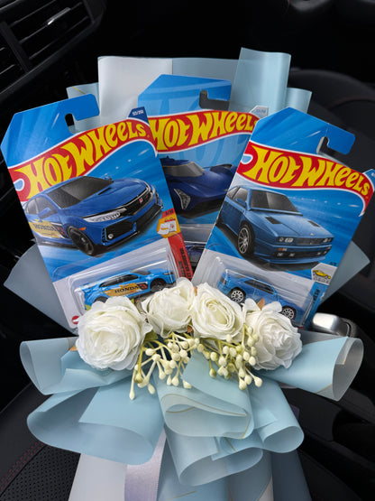 Blue Legend Hot Wheels Bouquet – Three Icons Wrapped In Calm Elegance