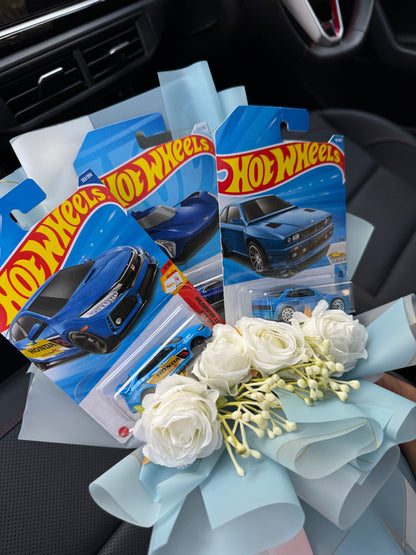 Blue Legend Hot Wheels Bouquet – Three Icons Wrapped In Calm Elegance