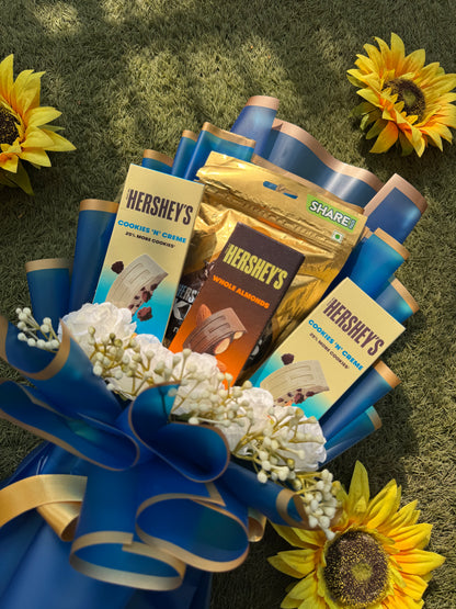Hershey’s Chocolate Bouquet – Sweet Elegance Wrapped In Royal Blue