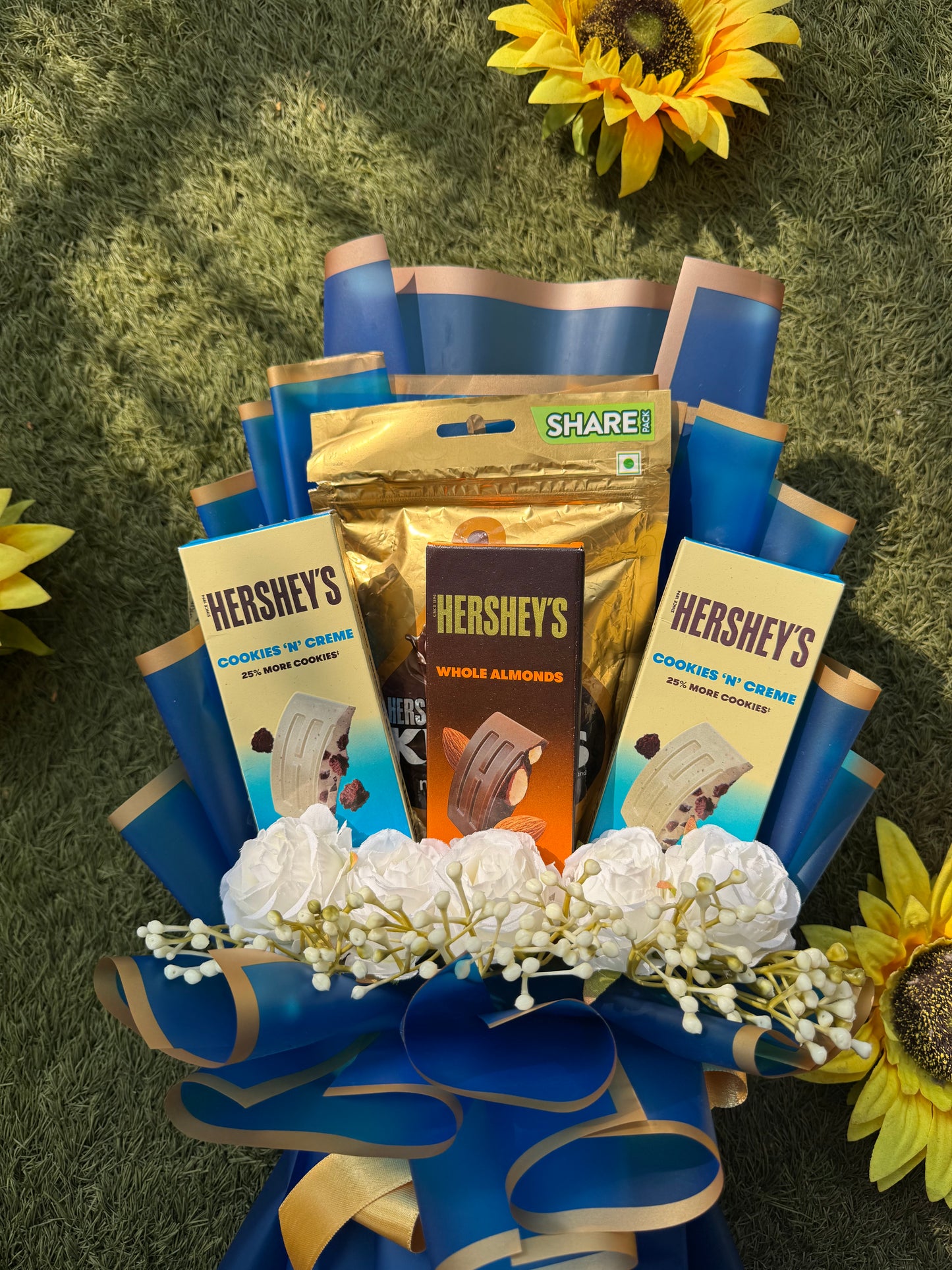 Hershey’s Chocolate Bouquet – Sweet Elegance Wrapped In Royal Blue