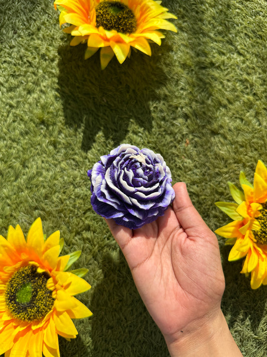 Marbled Purple and White Floral Candle