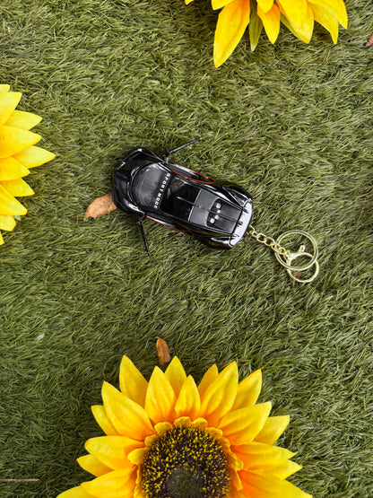 Premium Black Bugatti Chiron Metal Car Keychain – Ultimate Luxury & Power
