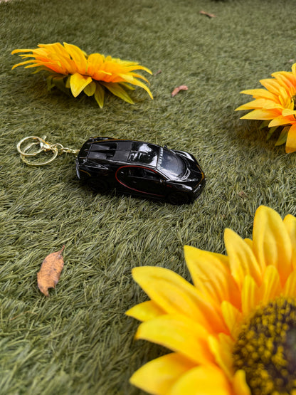 Premium Black Bugatti Chiron Metal Car Keychain – Ultimate Luxury & Power