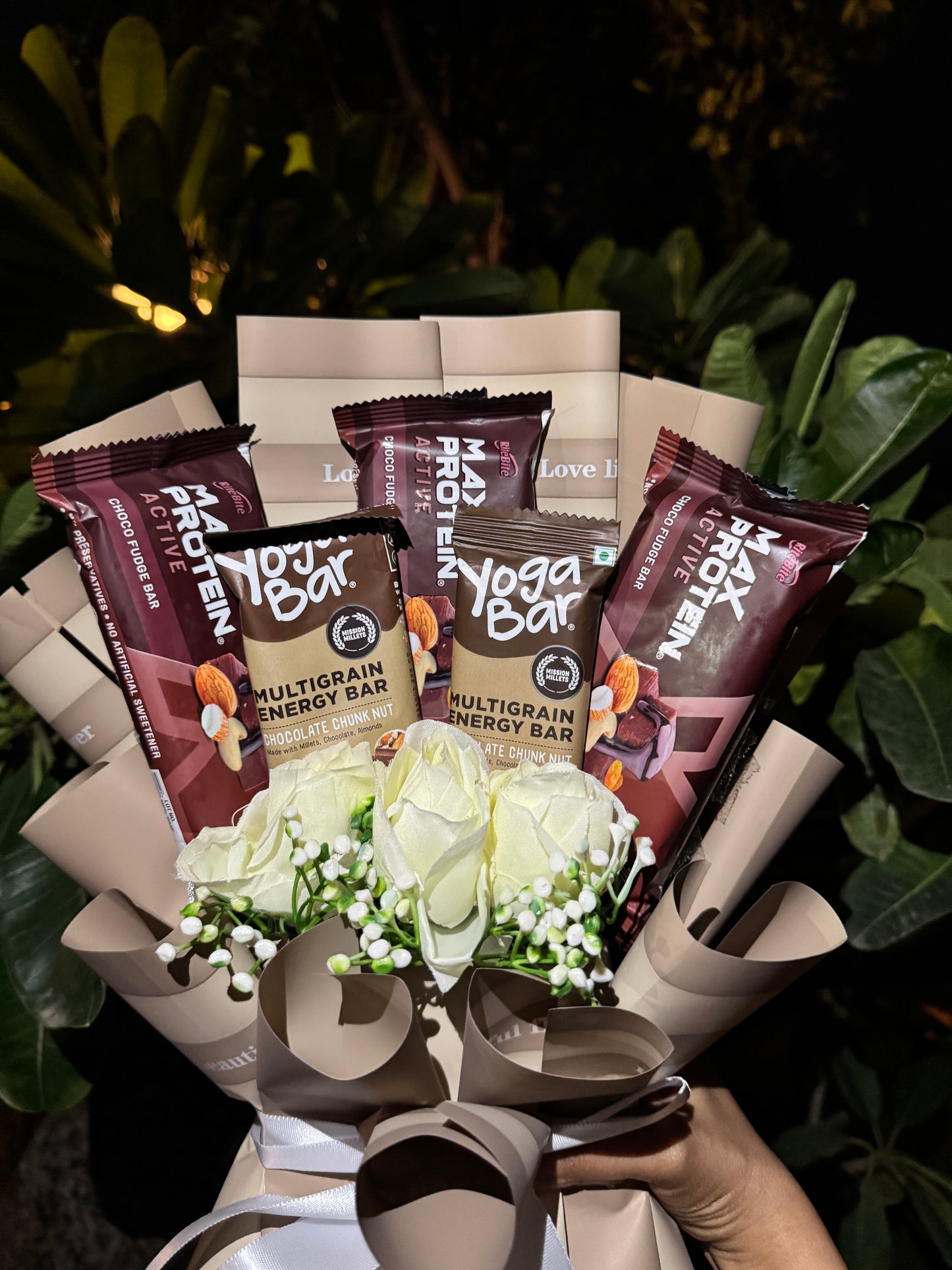 The Protein Bouquet  – Max Protein & Yoga Bar for Fitness Lovers