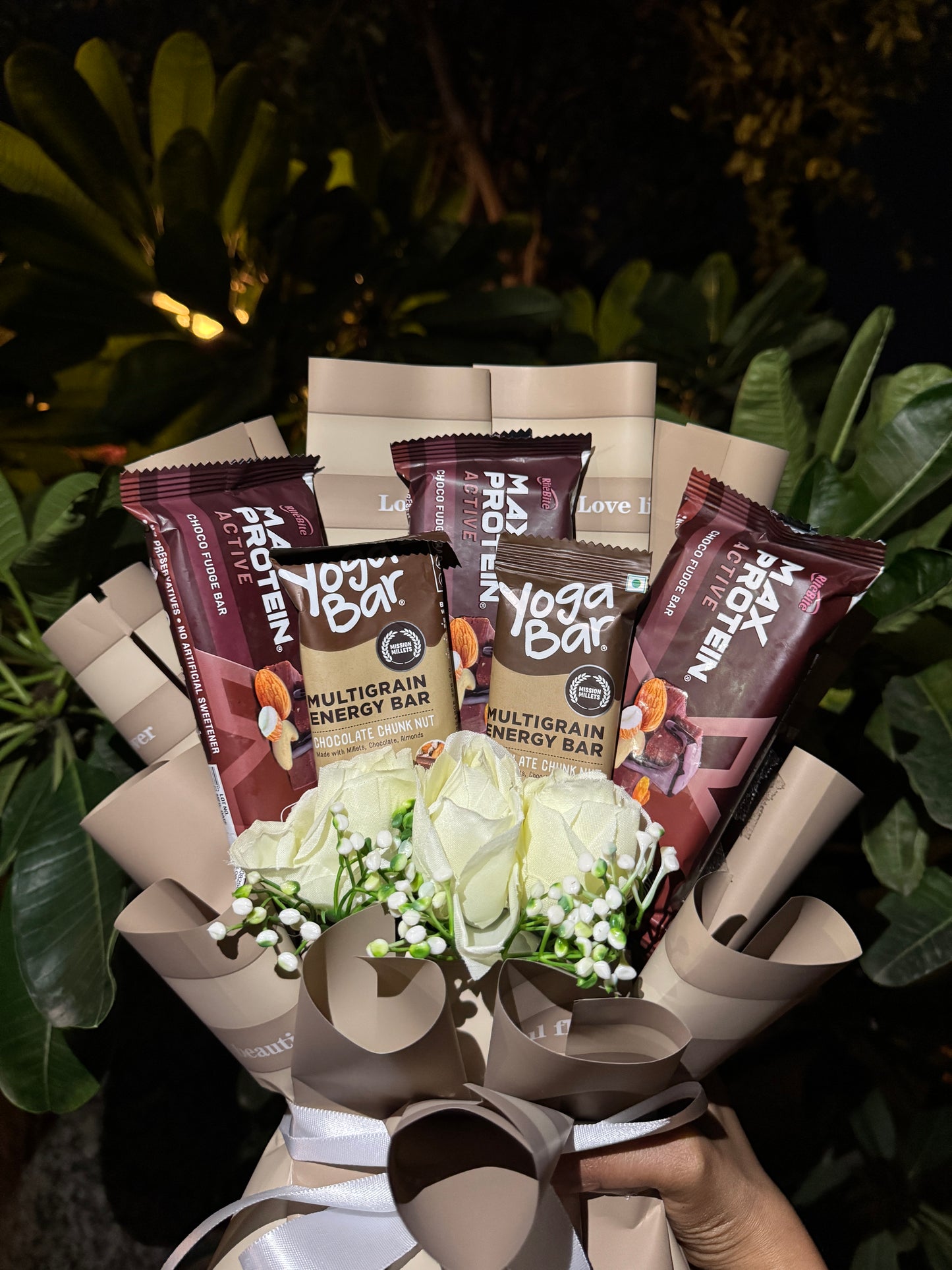 The Protein Bouquet  – Max Protein & Yoga Bar for Fitness Lovers