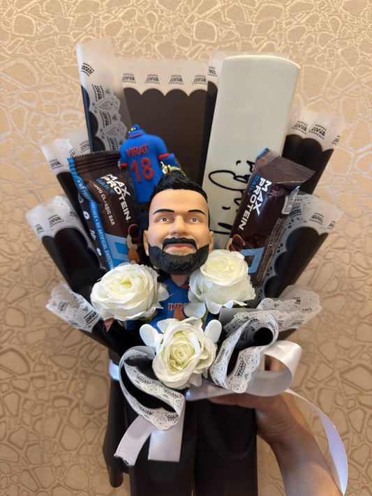 Virat Kohli Cricket Bouquet with Protein Bars